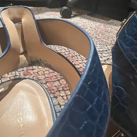 Tommy Hilfiger Women's Sadah Stacked Heel Sandals Slip On Blue 8 and a half M - Picture 5 of 8